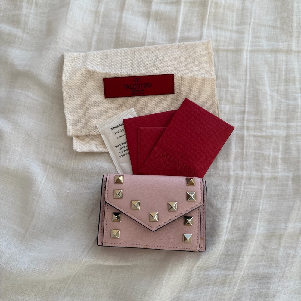 NWT Valentino Pink Studded Small Wallet